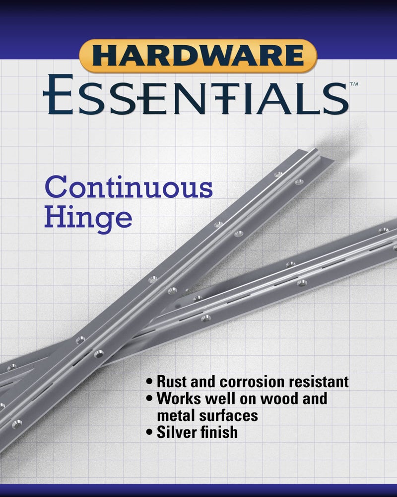 Hardware Essentials Continuous Pin Hinge, 36" x 1-1/2", Heavy-Duty Piano Hinge for Wood or Metal Applications, Nickel, 851070 - Image 2